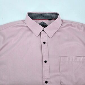 Flex Men's Luxury Collection Pink Dress Shirt 2XL Silky Satin Design In Italy